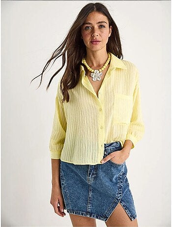 Chemise rayée à manches courtes et poche unique lucci