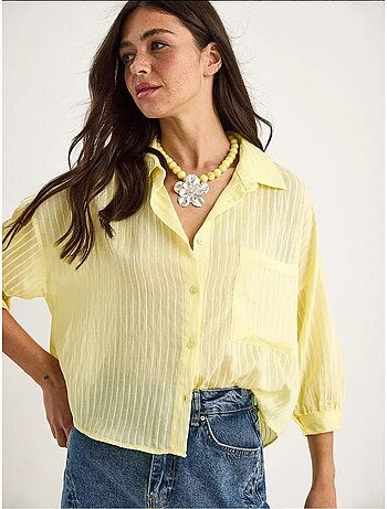 Chemise rayée à manches courtes et poche unique lucci