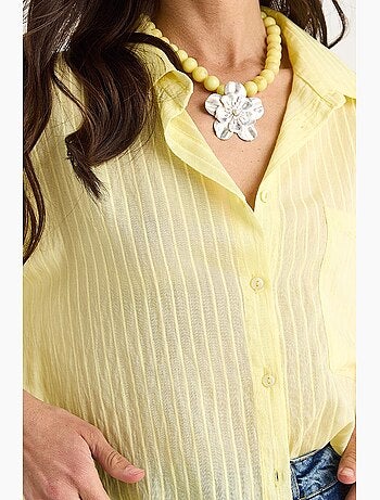 Chemise rayée à manches courtes et poche unique lucci