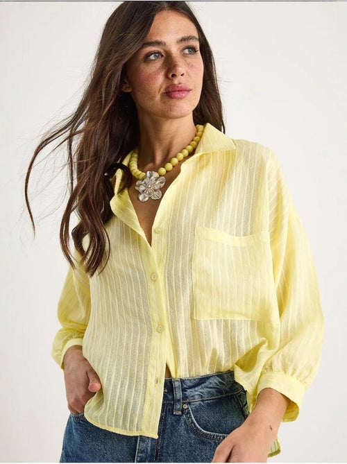 Chemise rayée à manches courtes et poche unique lucci - Kiabi