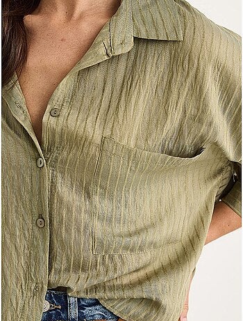 Chemise rayée à manches courtes et poche unique lucci