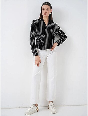 Chemise rayée à manches longues avec détail cravate bdart