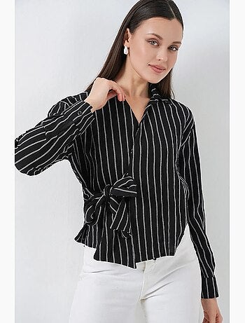 Chemise rayée à manches longues avec détail cravate bdart
