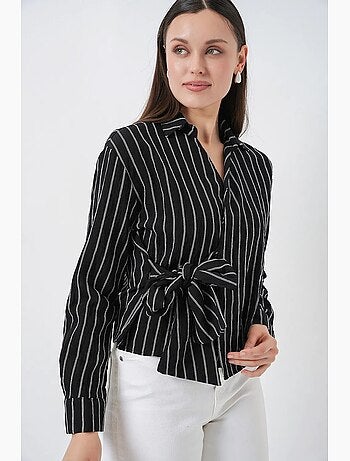 Chemise rayée à manches longues avec détail cravate bdart