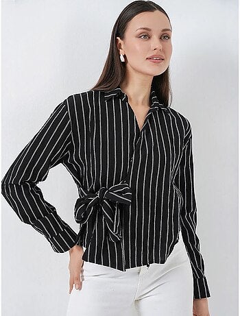 Chemise rayée à manches longues avec détail cravate bdart