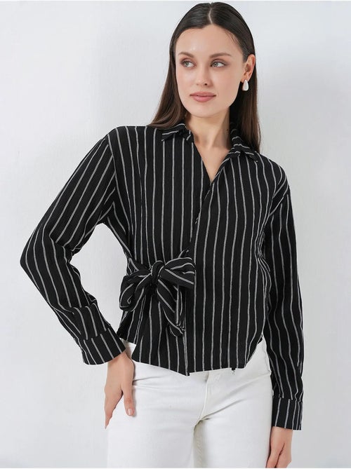 Chemise rayée à manches longues avec détail cravate bdart - Kiabi