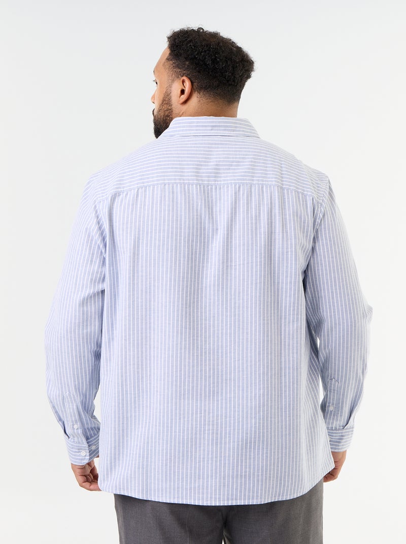 Chemise rayée à manches longues Bleu - Kiabi