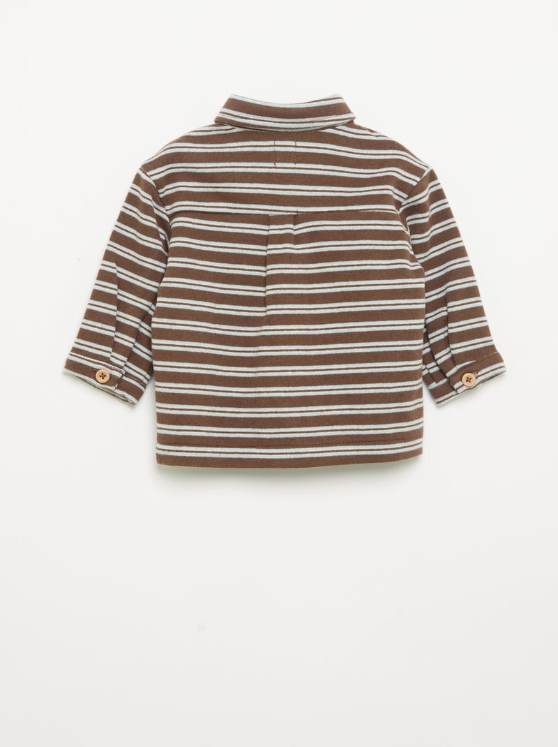 Chemise rayée à manches longues Marron - Kiabi