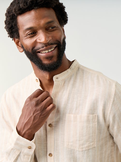 Chemise rayée à manches longues retroussables - Kiabi