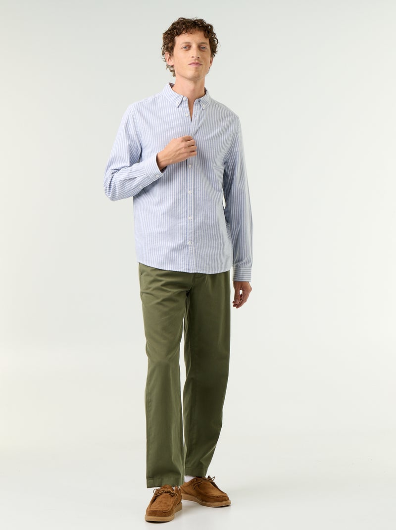Chemise rayée avec col boutonné Bleu - Kiabi