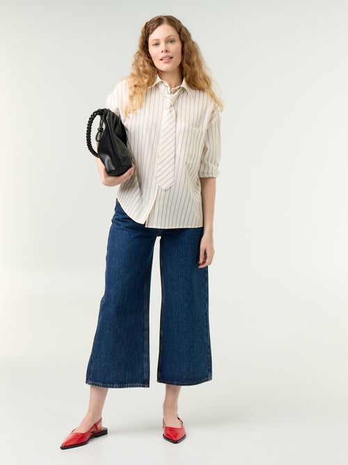 Chemise rayée avec poche poitrine + cravate assortie - 2 pièces - Kiabi