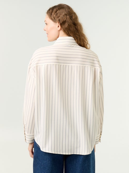 Chemise rayée avec poche poitrine + cravate assortie - 2 pièces - Kiabi