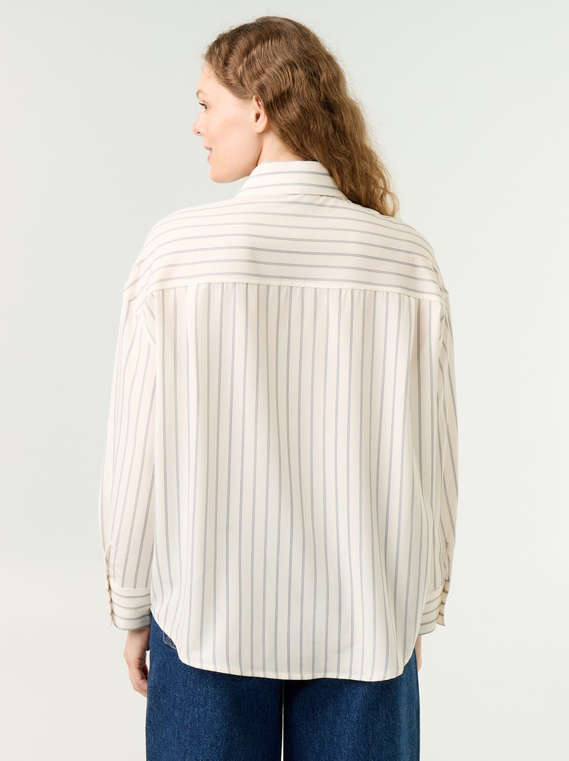 Chemise rayée avec poche poitrine + cravate assortie - 2 pièces Beige - Kiabi