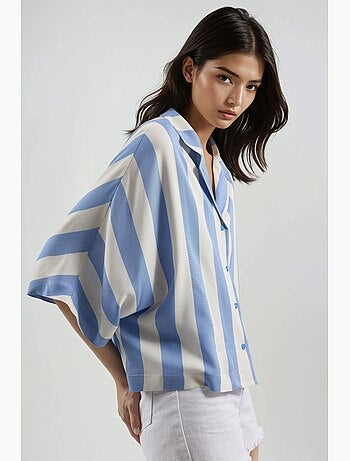 Chemise rayée boutonnée coupe décontractée busem