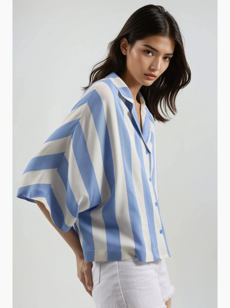 Chemise rayée boutonnée coupe décontractée busem Bleu ciel - Kiabi
