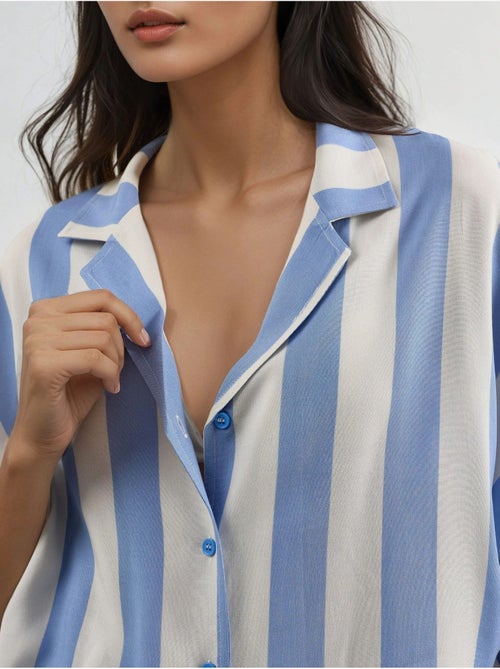 Chemise rayée boutonnée coupe décontractée busem - Kiabi Chemise rayée boutonnée coupe décontractée busem - Kiabi