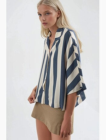 Chemise rayée boutonnée coupe décontractée busem
