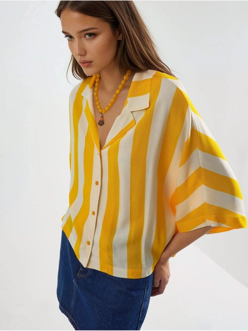 Chemise rayée boutonnée coupe décontractée busem - Kiabi