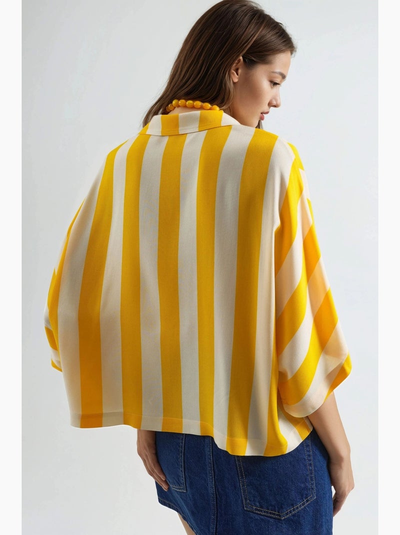 Chemise rayée boutonnée coupe décontractée busem Jaune citron - Kiabi