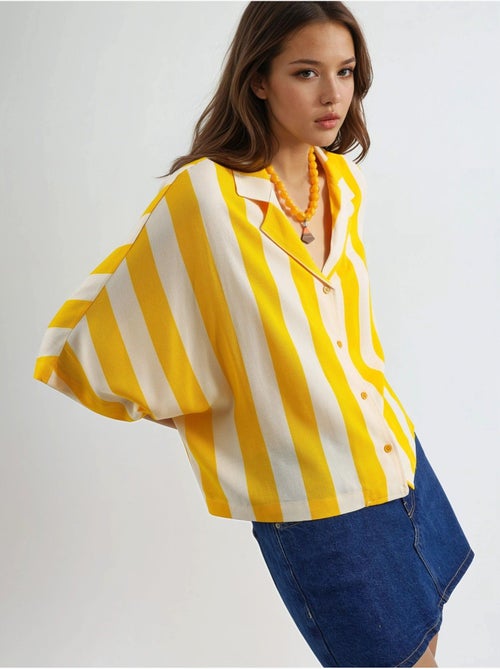 Chemise rayée boutonnée coupe décontractée busem - Kiabi