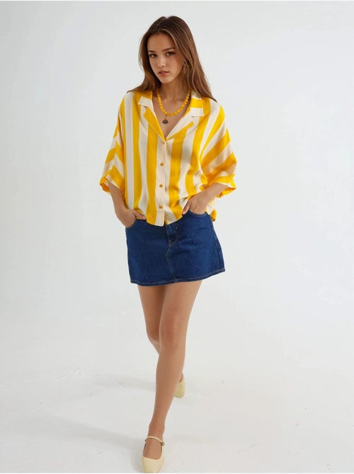 Chemise rayée boutonnée coupe décontractée busem - Kiabi