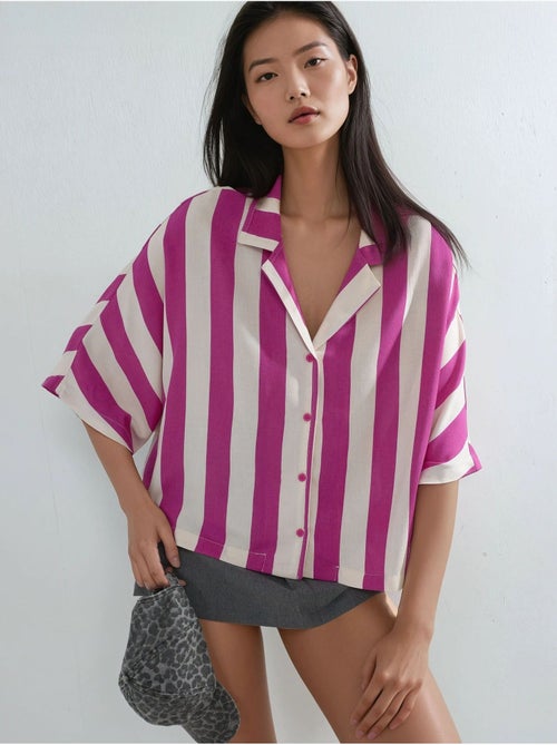 Chemise rayée boutonnée coupe décontractée busem - Kiabi