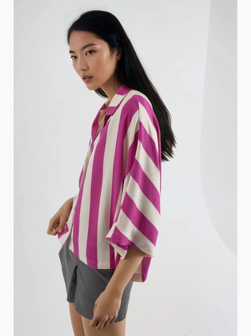 Chemise rayée boutonnée coupe décontractée busem - Kiabi