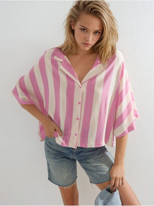 Chemise rayée boutonnée coupe décontractée busem - Kiabi