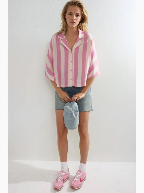 Chemise rayée boutonnée coupe décontractée busem - Kiabi