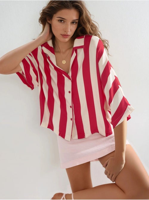 Chemise rayée boutonnée coupe décontractée busem - Kiabi