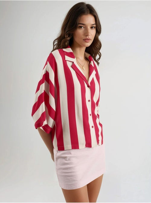 Chemise rayée boutonnée coupe décontractée busem - Kiabi