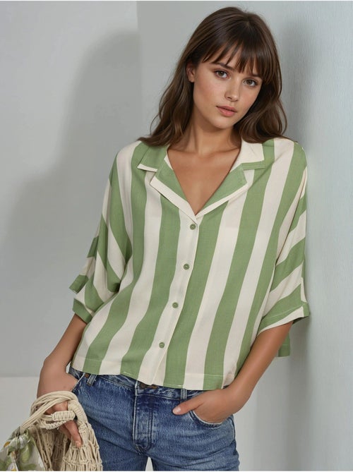Chemise rayée boutonnée coupe décontractée busem - Kiabi