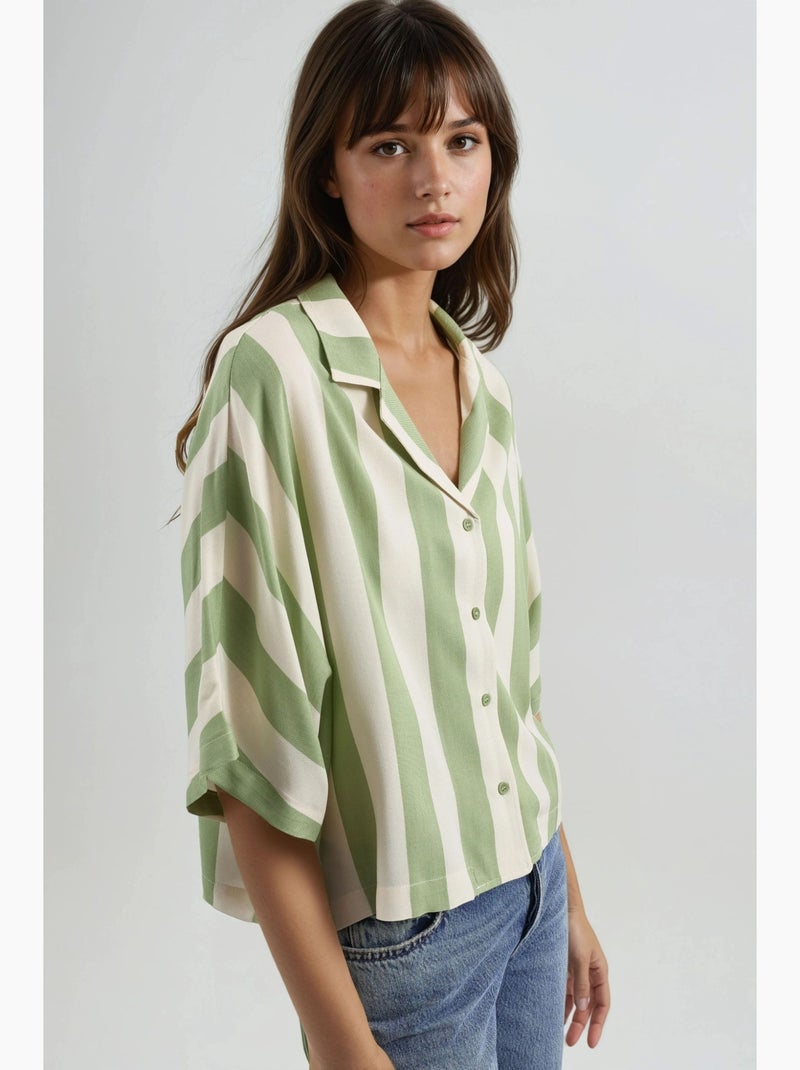 Chemise rayée boutonnée coupe décontractée busem Vert - Kiabi