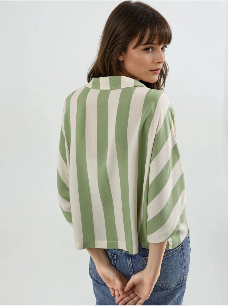 Chemise rayée boutonnée coupe décontractée busem Vert - Kiabi