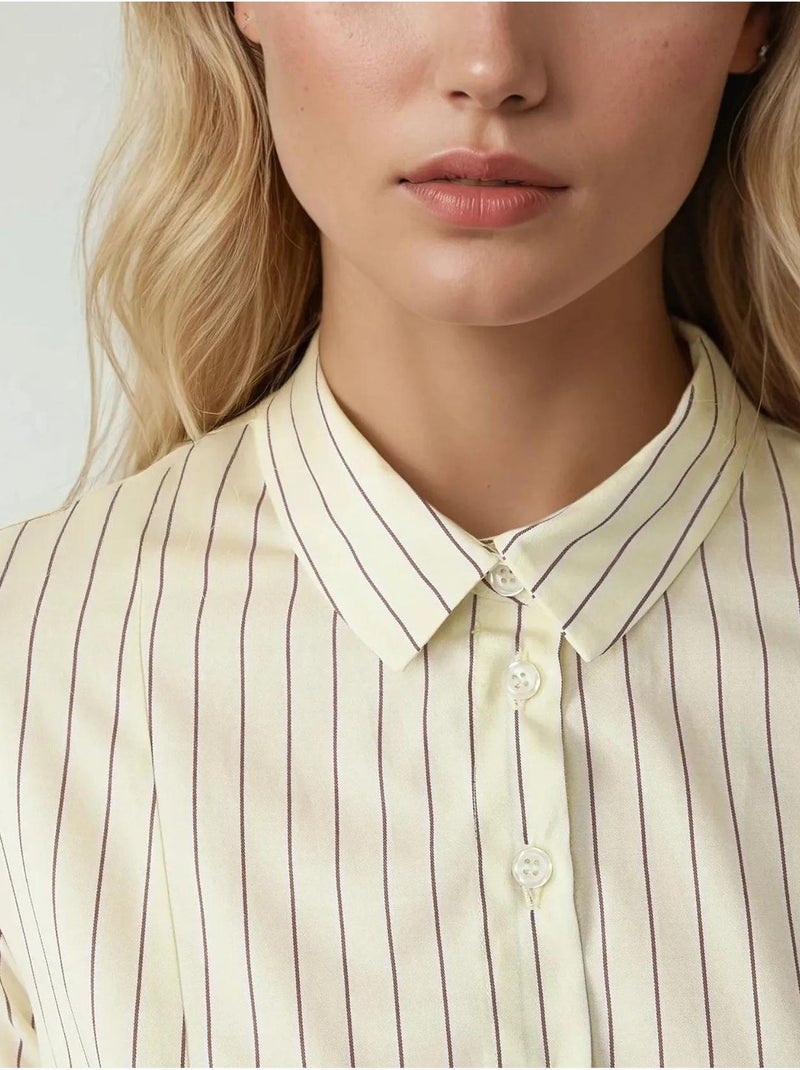 Chemise rayée coupe slim avec col chemise hiccup Jaune citron - Kiabi