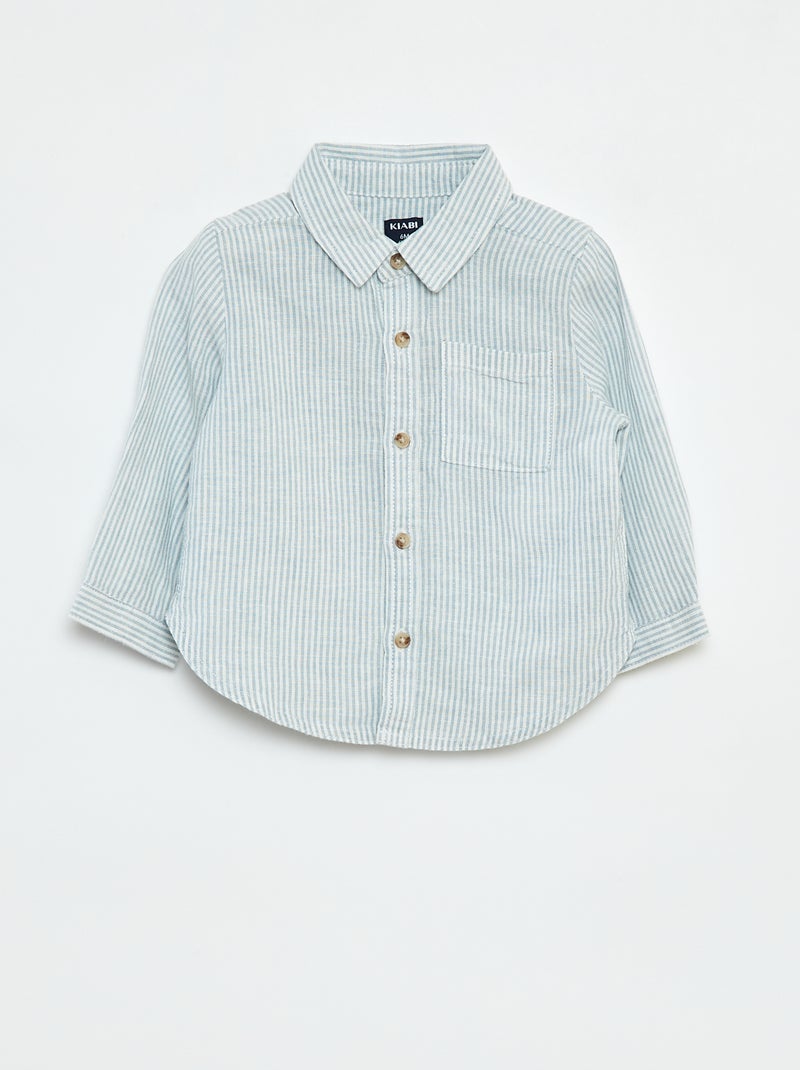 Chemise rayée en chambray Bleu - Kiabi