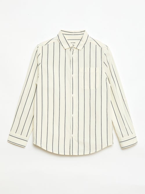 Chemise rayée en coton avec poche poitrine - Kiabi