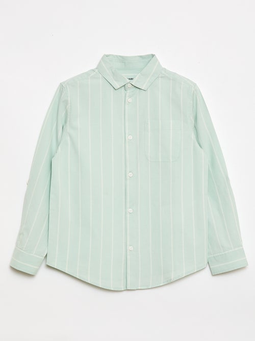 Chemise rayée en coton avec poche poitrine - Kiabi