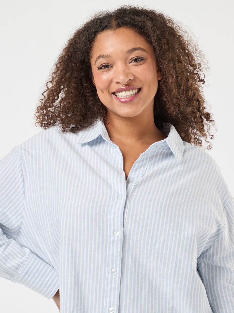 Chemise rayée en coton oxford Bleu - Kiabi