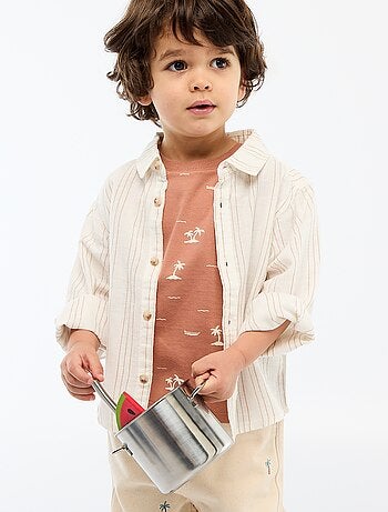 Chemise rayée en lin et coton