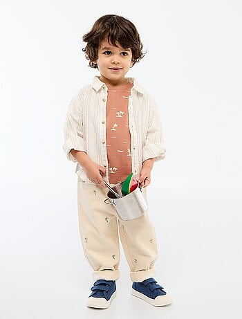 Chemise rayée en lin et coton