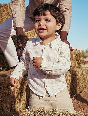 Chemise rayée en lin et coton