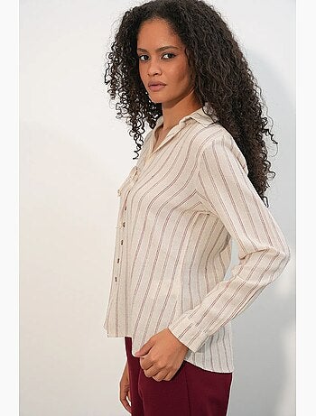 Chemise rayée en mélange de lin avec lien bdart