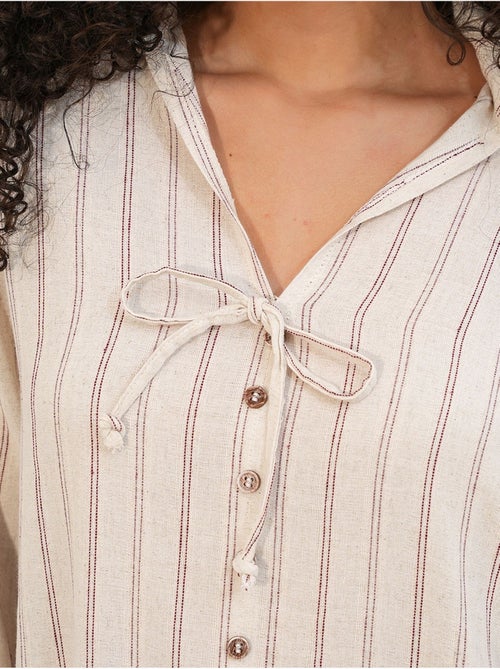 Chemise rayée en mélange de lin avec lien bdart - Kiabi