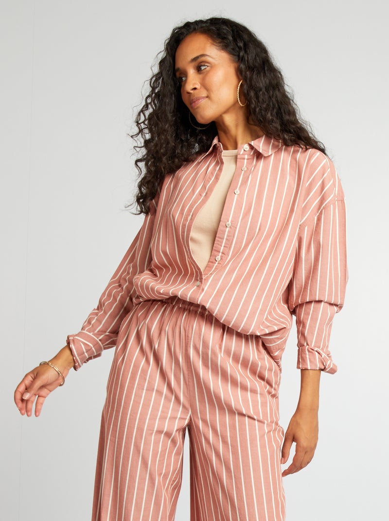 Chemise rayée en popeline Rose rayé - Kiabi