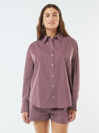 Chemise rayée oversize en popeline