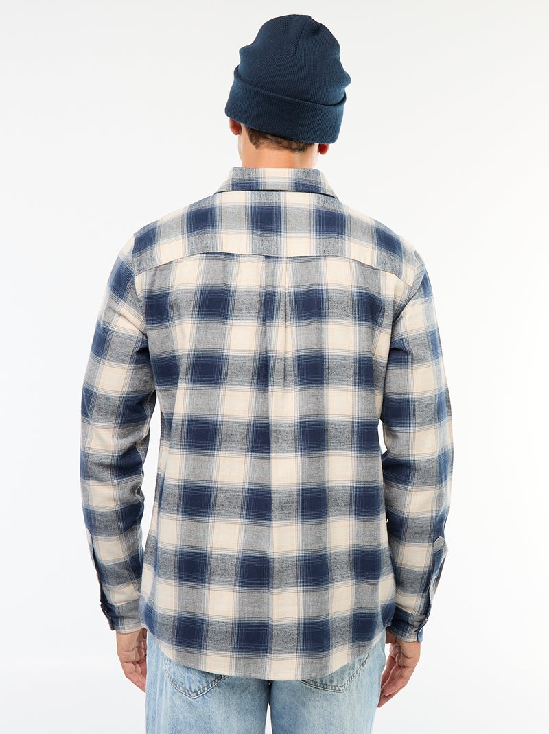 Chemise regular à carreaux Bleu - Kiabi