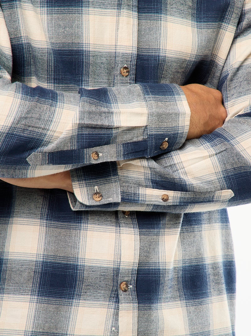 Chemise regular à carreaux Bleu - Kiabi