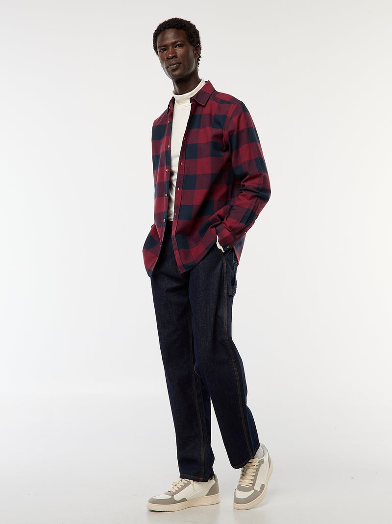 Chemise regular à carreaux Rouge - Kiabi
