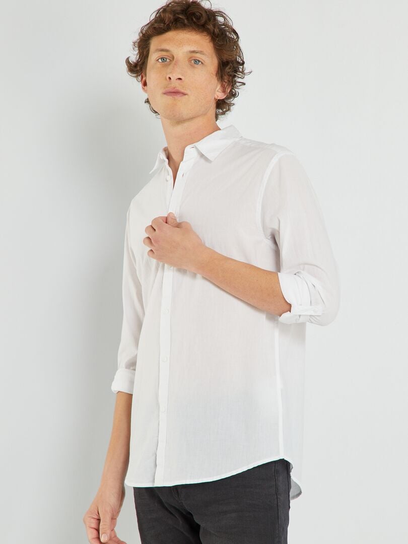 Chemise regular à manches longues blanc - Kiabi